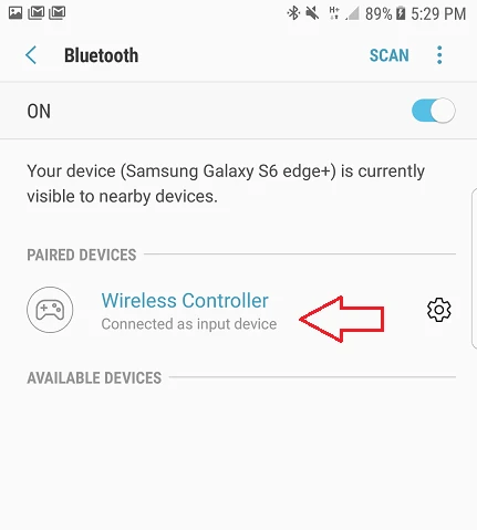 Wireless Controller option on smartphone Android