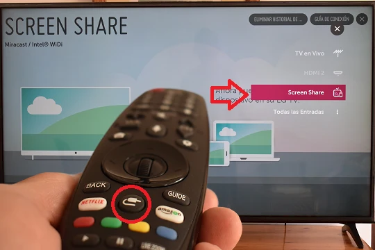 Screen Share option on an LG Smart TV
