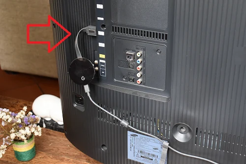 a Chromecast Ultra device plugged into a TV