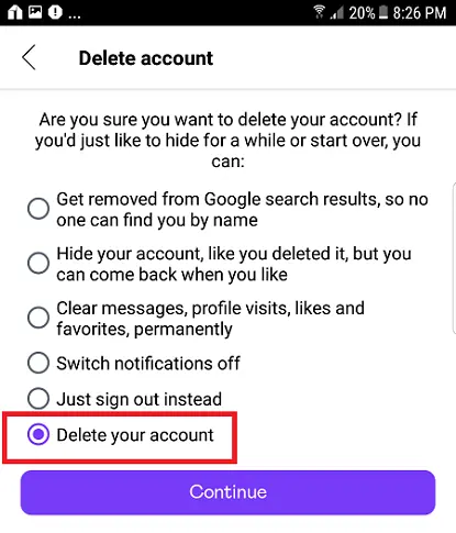 How to log out from badoo