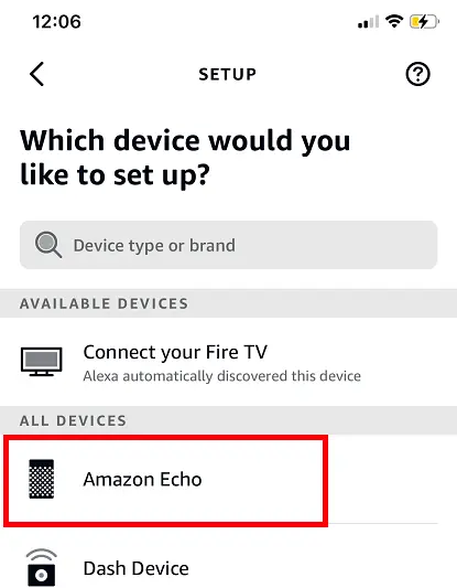 Amazon Echo set up form iPhone
