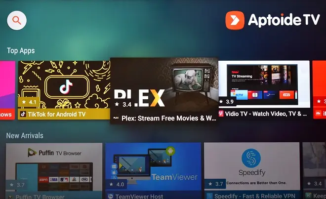 Aptoide interface on TCL Android TV
