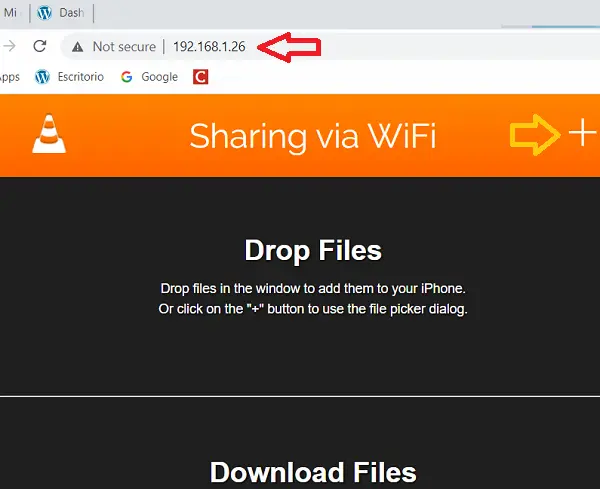 Option to share files via WiFi from PC to iPhone