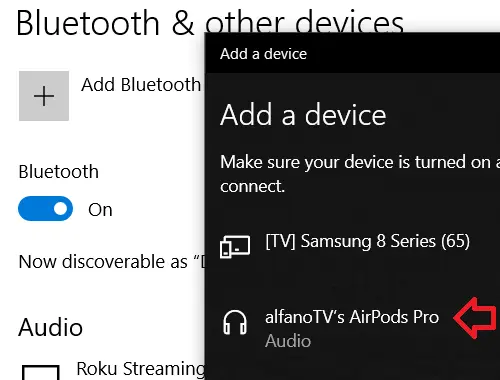 AirPods in Windows HP computer